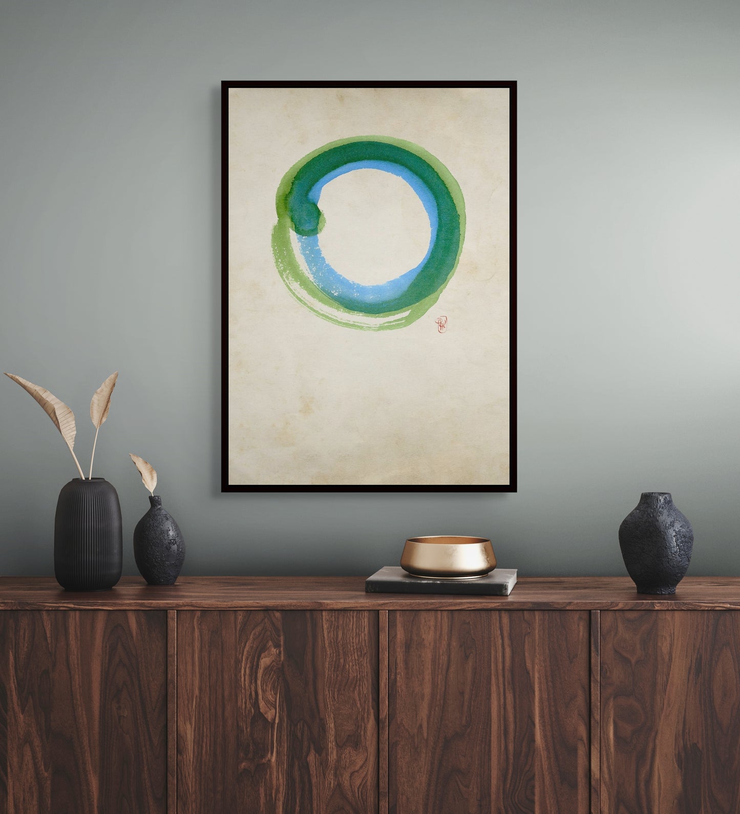 Ensō n°01 – Cercles vert et bleu