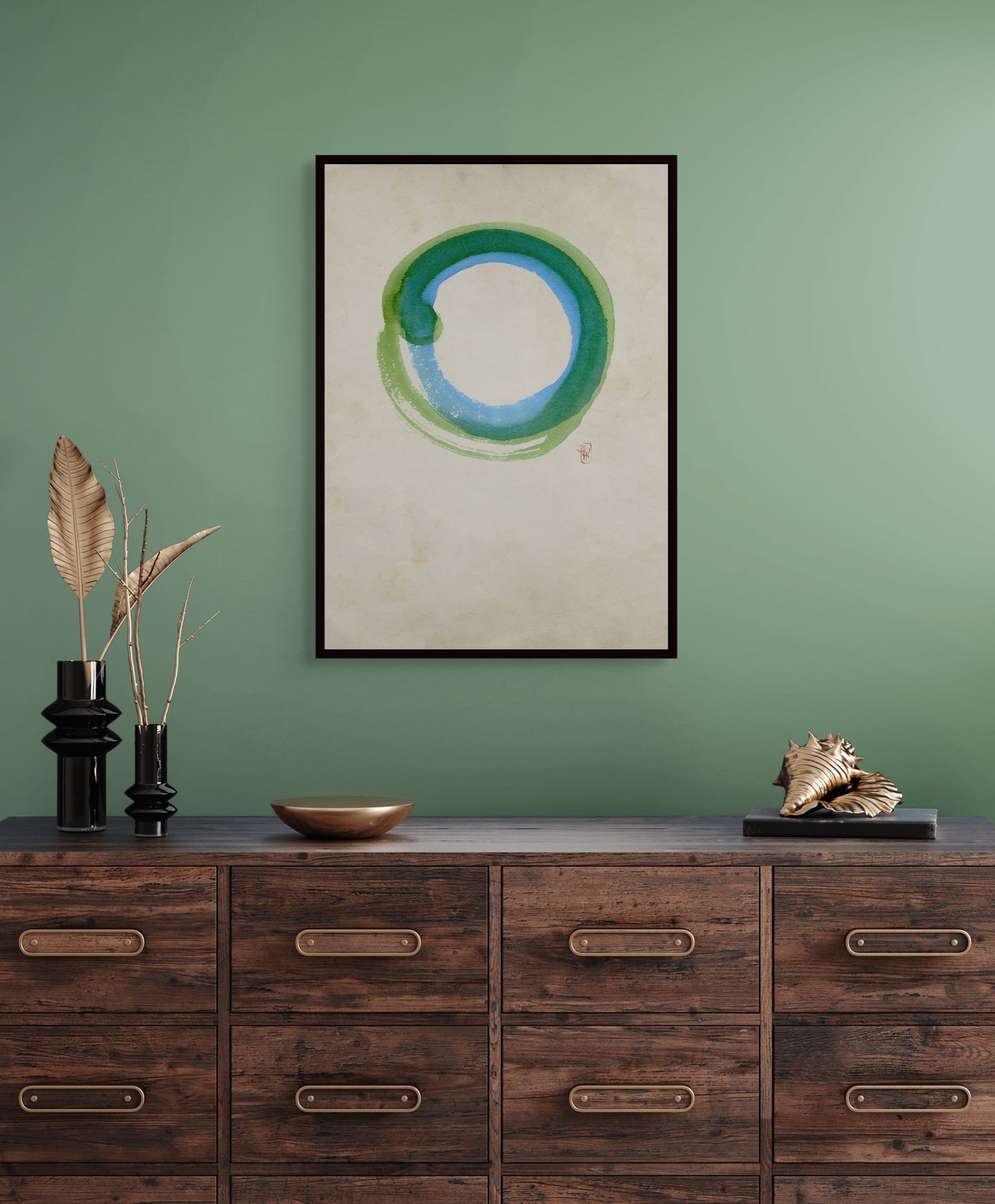 Ensō n°01 – Cercles vert et bleu
