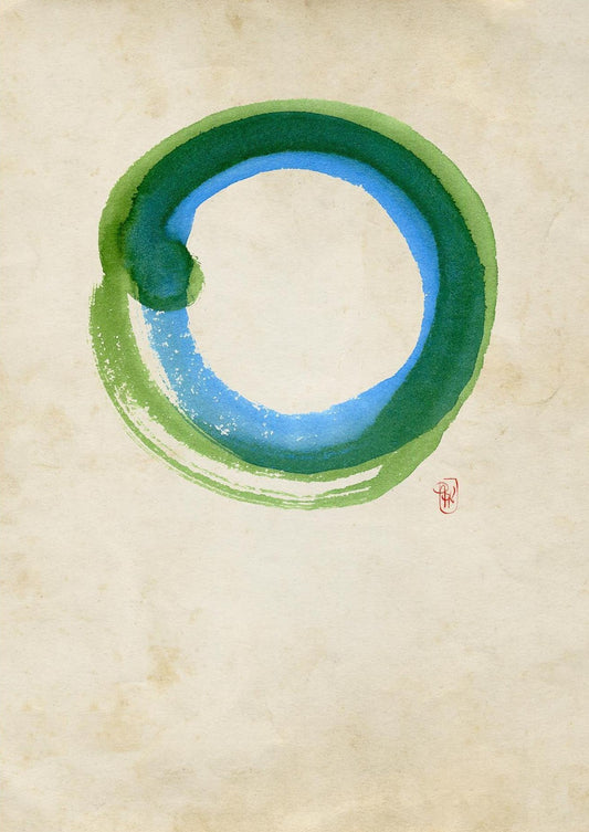 Ensō n°01 – Cercles vert et bleu
